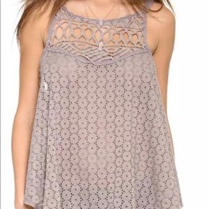 Free People Eyelet Top Tank in Taupe